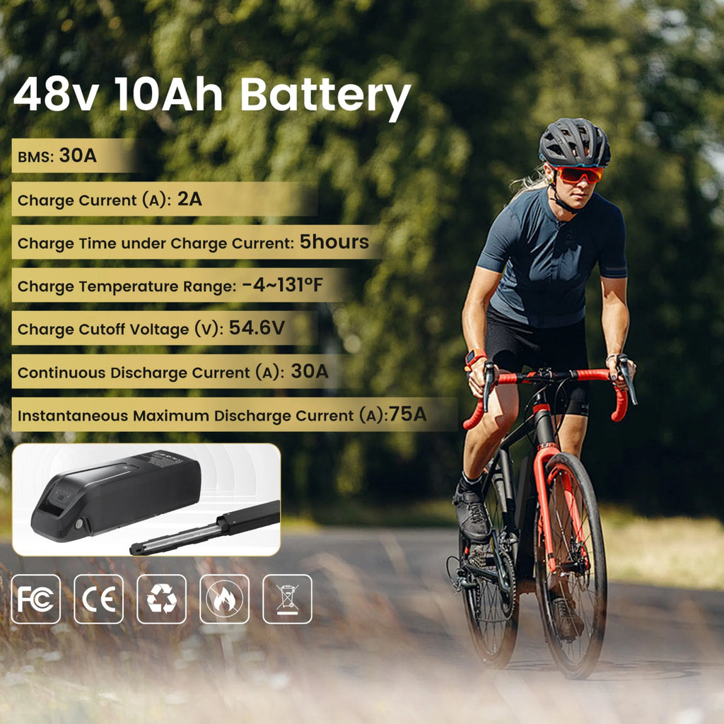 48V 10AH Ebike Battery 5Pins Lithium Battery 48V Battery 1000W for Adult Electric Bike Tricycle