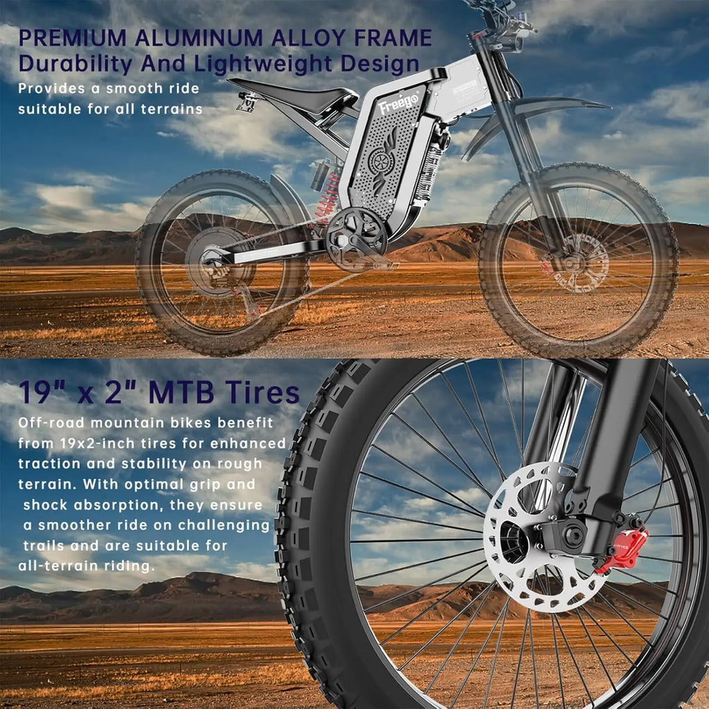Ebike  X2 Electric Motorcycles Brushless Gearless Motors 6000W 60V/30Ah Lithium Battery 50MPH Adult off Road MTB Ebike