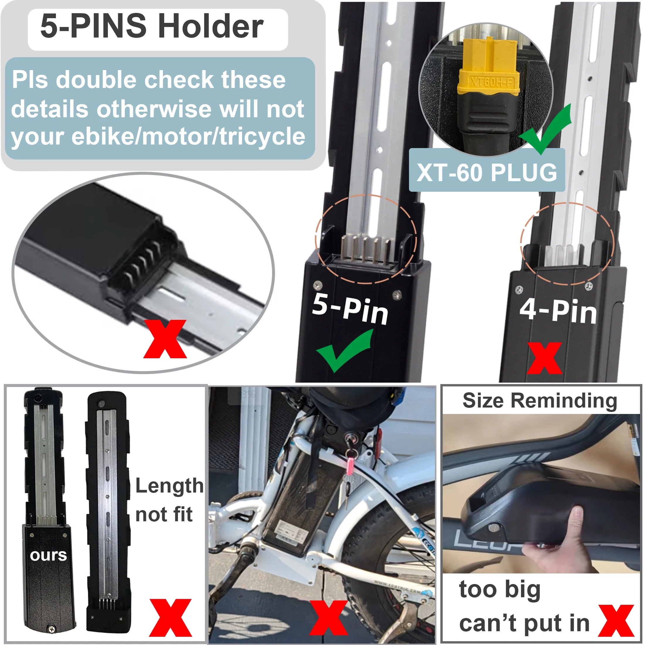 48V 10AH Ebike Battery 5Pins Lithium Battery 48V Battery 1000W for Adult Electric Bike Tricycle