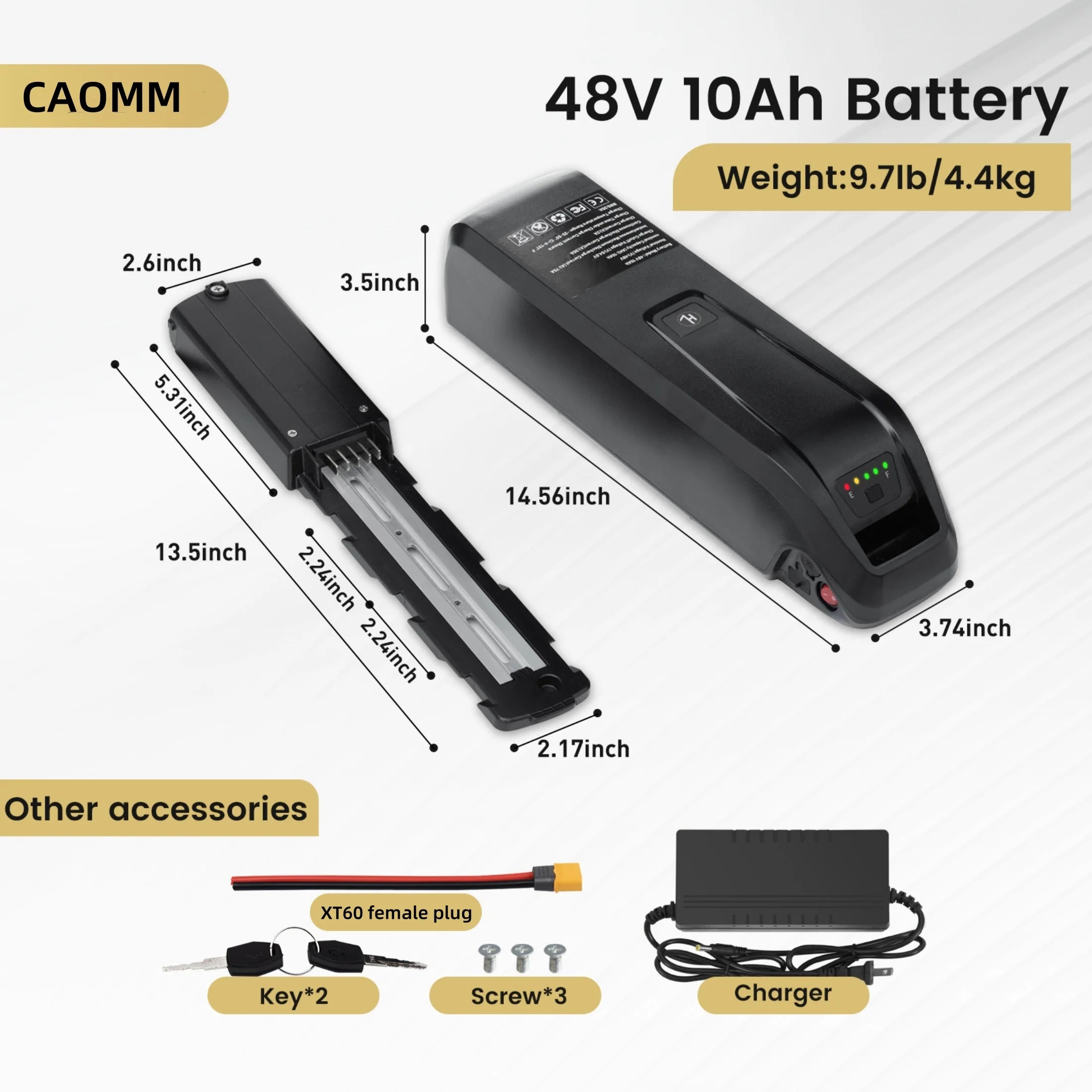 48V 10AH Ebike Battery 5Pins Lithium Battery 48V Battery 1000W for Adult Electric Bike Tricycle